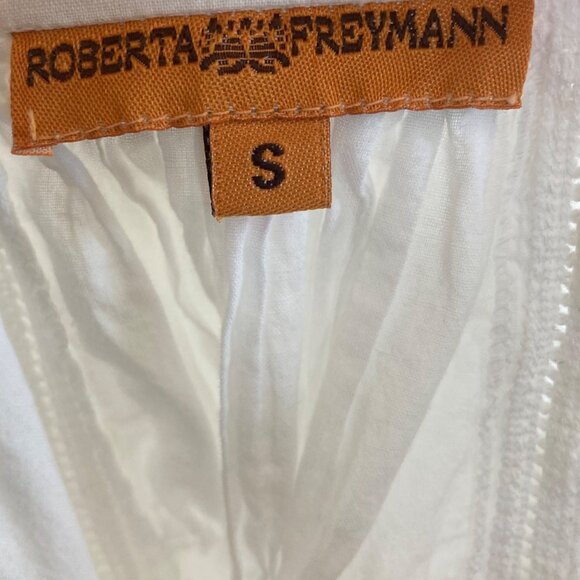 Roberta Freymann Roller Rabbit Peasant Blouse Small White Embroidered Boho - Picture 4 of 9